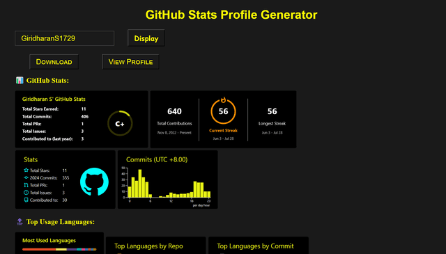 Image for GitHub Stats Generator