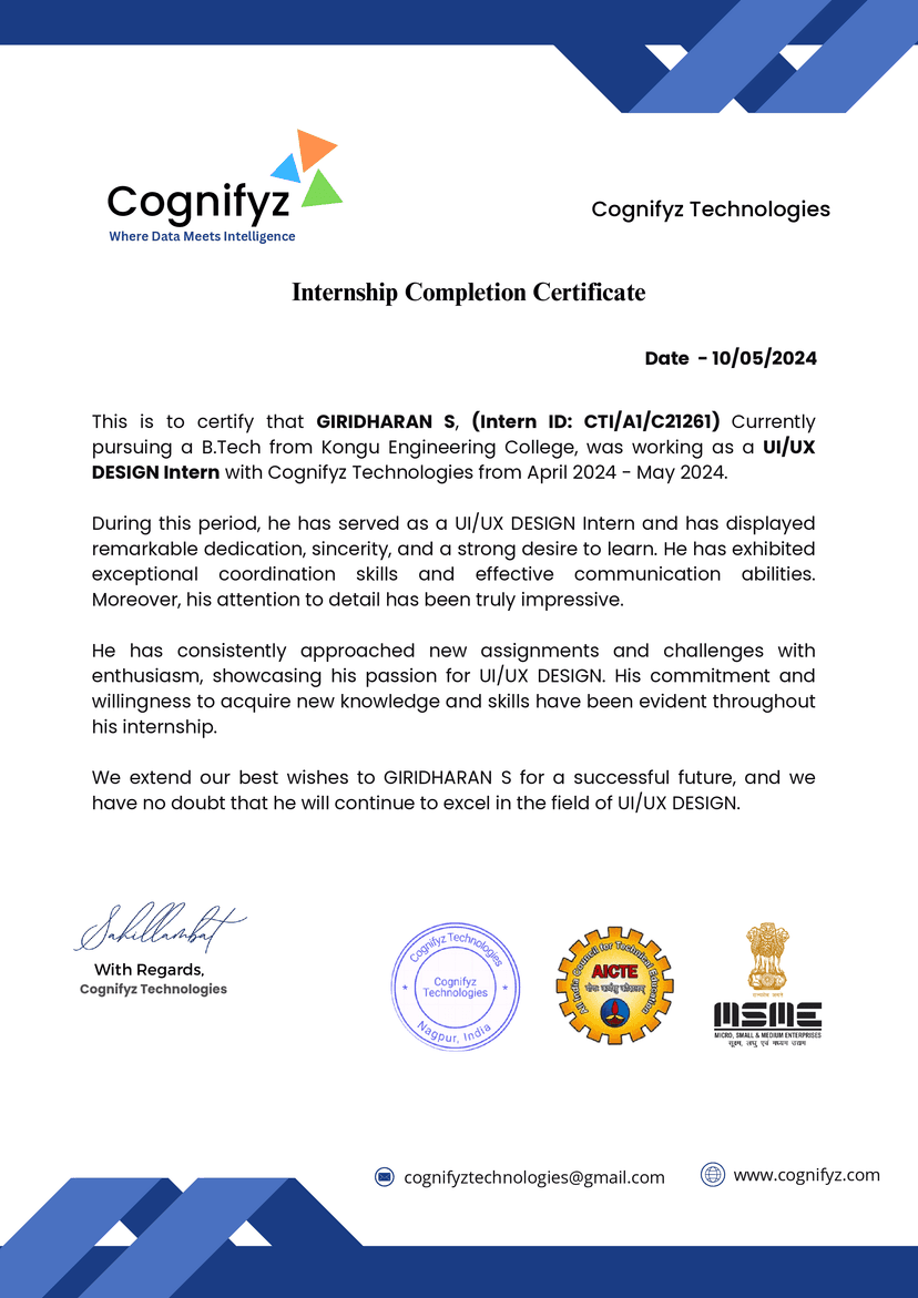 Intern at Cognifyz Technologies
